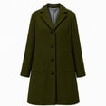 thumbnail image 7 of Vixolx Womens Mid Length Coat Notched Lapel Single Breasted Overcoat with Patch Pockets Fall Winter Business Casual Outerwear, 7 of 7