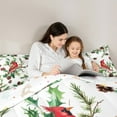 thumbnail image 4 of Manfei Merry Christmas Bedding Comforter Set 7 Pieces for Kids, Cartoon Robin Bird Full Bedding Set, Jungle Leaf Plant Reversible Fitted Sheet Flat Sheet, Lightweight Room Decor, 4 of 7