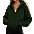thumbnail image 7 of Nowekniz Womens Oversized Half Zip Fleece Hoodie, Long Sleeve Cropped Quarter Zip Pullover Sweatshirt, Warm Fall Winter Casual & Gym Training Hooded Top, 7 of 7