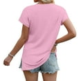 thumbnail image 5 of Pink Womens Blouses Womens Summer Daily Casual V Neck Shirts Short Sleeve Tops Blouses Loose Fit Shirt Ladies Tops and Blouses, 5 of 5