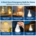 thumbnail image 3 of Rechargeable Emergency Light Bulbs, Battery Powered LED Light Bulb 6500K Daylight E26 12W 70W Equivalent with 1200mAh for Home Power Outage Camping Hurricane, 4 Pack, 3 of 6