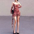 thumbnail image 1 of Mini vestido elegante con estampado floral, escote corazón, traje de vacaciones ajustado para mujer FLhrweasw Nuevo, 1 of 9