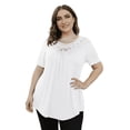 thumbnail image 6 of GingDin Women's Plus Size Summer Tops Short Sleeve Lace Pleated Blouses Tunic Tops m-4xl, 6 of 9