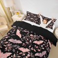thumbnail image 3 of Homewish Halloween Pink Bat Bedding,Floral Vine Print Duvet Cover Full,Black Blush,Black Reversible,3 Pieces,1 Duvet Cover and 2 Pillowcases, 3 of 6
