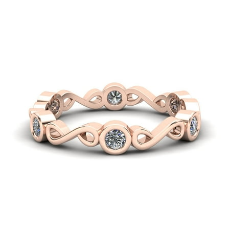 - Natural .20Ct Round Cut Brilliant Diamond Women's Anniversary Wedding Eternity Band Ring Solid 18k Rose Gold F VS2