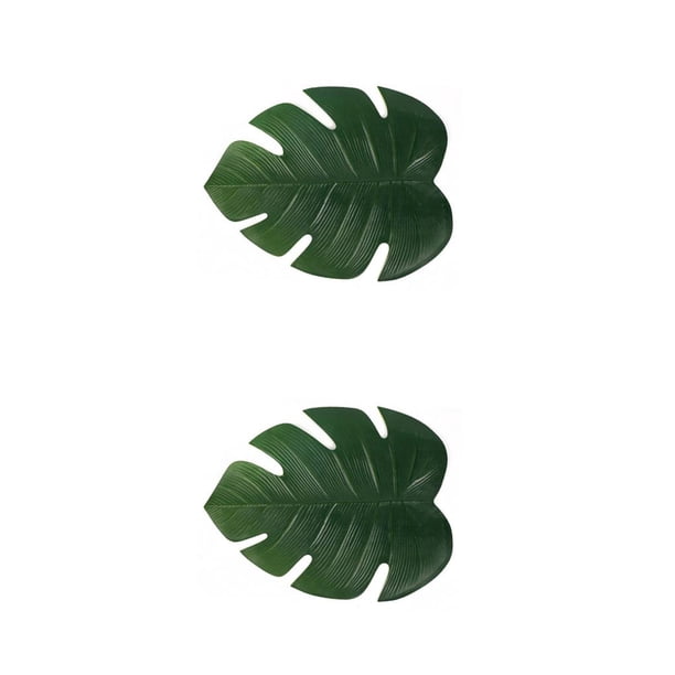 Naiovety Nuevo mantel de aislamiento, hoja de mantel de simulación, forma de hoja, almohadilla de palma Tropical, mesa, accesorios de cocina verde oscuro 2piezas Naiovety CBP072140