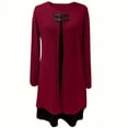 thumbnail image 7 of Olyvenn Women's Long Sleeve Buttoned Dress Sweater Fake Two-Piece V-Neck Casual Fashion Regular Length Lightweight Stretchy Breathable Fall Winter Dress Everyday Wear Wine S, 7 of 7
