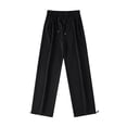 thumbnail image 2 of Diufon Wide Leg Pants for Women Solid Color Pleated Sports Pants Elastic Waist Drawstring Palazzo Pants, 2 of 7