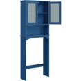 thumbnail image 2 of Yaheetech Armoire de Rangement de Toilette Moderne Autoportante avec Armoire en Verre Trempé à 2 Portes, Bleu Marine, 2 of 7