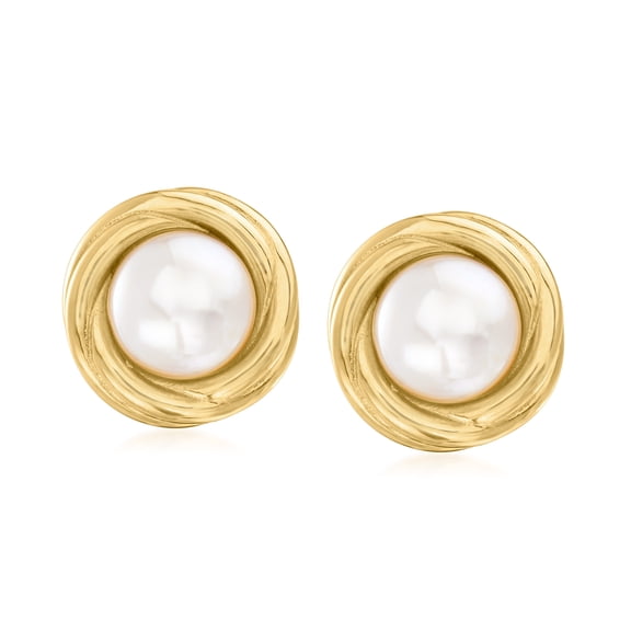 Ross-Simons 8-8.5mm Cultured Pearl Love Knot Clip-On Earrings in 18kt Gold Over Sterling, Women's, Adult
