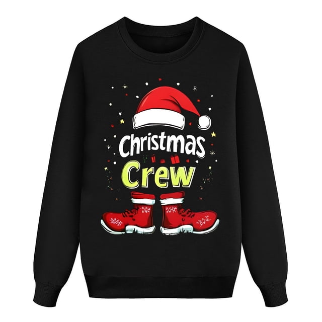 AWZXDE Christmas Pajamas Pyjama Familial de Noël Shorts à Lettres Imprimées Manches Longues Col Rond Chandail à Capuchon Femmes,G