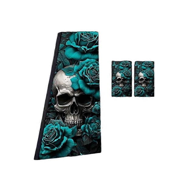 2PCS Car Center Pillar Skull Sticker, HD Printed PVC Skull Sticker Personalized