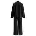 thumbnail image 5 of NMMUED 2 Piece Outfits for Women Casual Lounge Sets Long Sleeve Button Down Shirts and Wide Leg Pants Sets Tracksuit Matching Sets Women Clothing Black L, 5 of 7