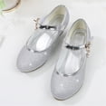 thumbnail image 5 of FAHXNVB Girls Mary Jane Shoes Low Metallic Strap Heels Glitter Dress Shoes Party Wedding Birthday Pageant Sparkly Shoes 4-11.5 Years, 5 of 6