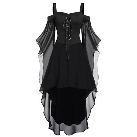 

Dresses For Women Plus Size Fashion Gothic Style Vintage Midi Dress Croset Long Flare Sleeve Irregular Length Dress Short Sleeve Chiffon Dress Party Dress Gothic plus Size Dress