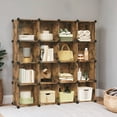 thumbnail image 4 of LEDREM 16-Cube Storage Organizer DIY Bookshelf Plastic Storage Shelving，Easy Assembly for Closet, Bedroom, Rustic Brown, 4 of 6