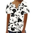 thumbnail image 1 of FcBaudy Hauts pour Femmes, Blouses à Manches Courtes Col en V & Chemises Mode Été Décontracté Imprimé Col en V Boutonné Blouses Courtes en Polyester pour Femmes, 1 of 5