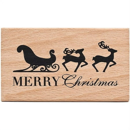 American Crafts Mounted Rubber Stamp 3.25" x 2", Merry Christmas
