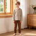 thumbnail image 2 of Wenfanal Pajamas Sets Little & Big Girls Pajamas Boys Girls Pajama Set Comfortable Soft Fashion Home Pajama Set Size 6-7 Years,Coffee, 2 of 9