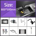 thumbnail image 1 of Multi-size Stainless Steel Kitchen Sink Single Bowl Nano Black Kitchen Fixtures Drain Kit Top Mount/Undermount, 1 of 5