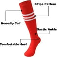 thumbnail image 2 of (Price/2 pairs)TOPTIE 2 Pack Classic Triple Stripes Tube Socks, Football Soccer Knee High Socks for Sports and Daily Use-White Stripe+Red, 2 of 4