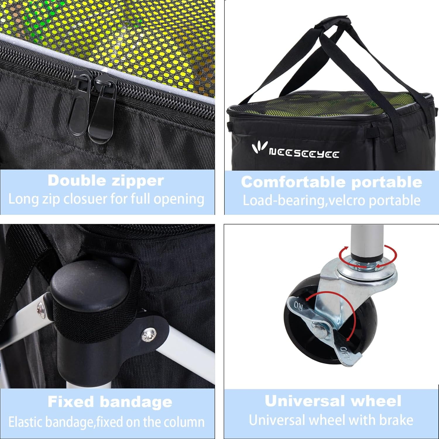 Portable Pickleball & Tennis Ball Collector Pickleball Caddy Practice Equipment (Holds 100 Pickleballs or 150 Tennis Balls)