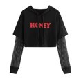 thumbnail image 3 of Pntutb Mujeres Letras Malla Manga Larga Sudadera con Capucha Sudadera Tops Blusa L Pntutb Pntutb-173, 3 of 6
