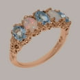 thumbnail image 2 of LBG British Made 14k Rose Gold Natural Aquamarine & Opal Womens Eternity Ring - 33 size options - Size 11.25, 2 of 8