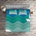 thumbnail image 2 of Ambesonne Colorful Quilted Coverlet 3 Pcs, Nautical Paper Boat, King Size, Blue Sea Green White, 2 of 2