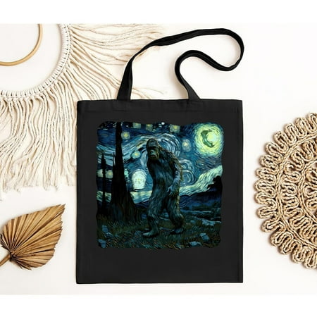 vintage Bigfoot Starry Night Van Gogh Painting Sasquatch Art Tote Bag  Bag  Hoodie - 100972  soft-style t-Bag  graphic s cheap-TH11541