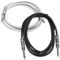 Seismic Audio  Pair of 6 Foot 1/4 Inch TS Patch Cables - Unbalanced Audio Cords - SASTSX-6White-1B1W