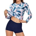 thumbnail image 5 of Women Two Rash Guard Long Sleeve Swimsuits 50+ Swim Shirt Bathing Suit with Boyshort Bottom White 2XL, 5 of 6