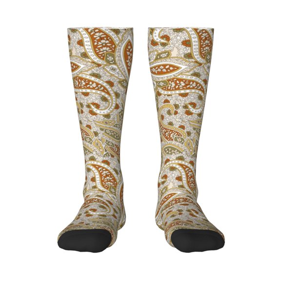 Rateoe Paisley Floral 1 Pattern Women’s Knee High Crew Socks,Trouser Socks Comfortable, Breathable, Moisture-Wicking and Soft