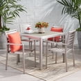 thumbnail image 2 of Ian Outdoor Modern 4 Seater Aluminum Dining Set with Tempered Glass Table Top, Silver, 2 of 8