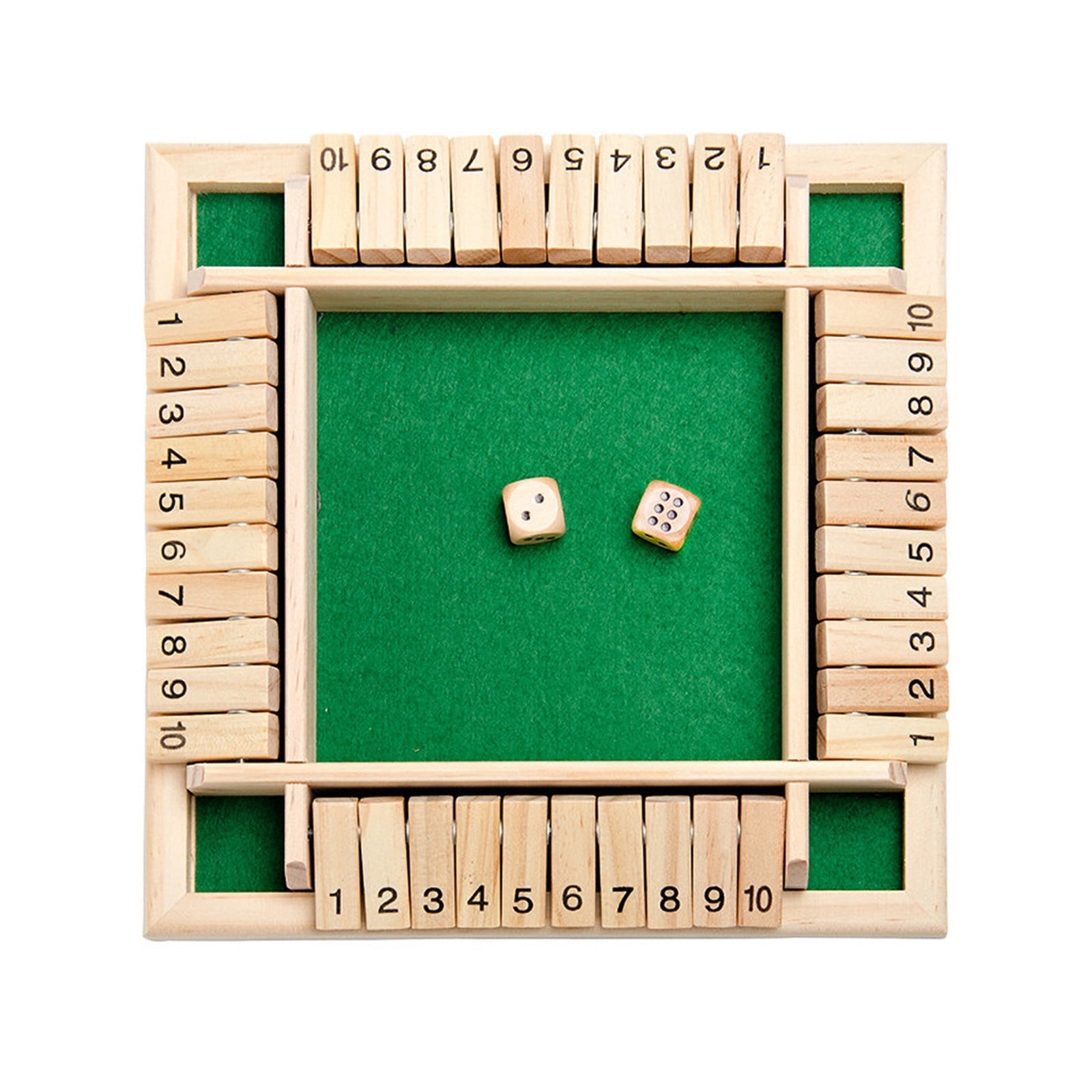 Traditional Four Sided Wooden 10 Number Pub Bar Board Dice Game For Shut the Box 