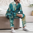 thumbnail image 5 of Salouo Abstract Ocean Currents Print Button-Front Long Sleeve Pajama Set for Men, Soft 2Pjs Men's Long Sleeve Sleepwear -Medium, 5 of 7