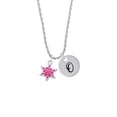 thumbnail image 2 of Delight Jewelry Hot Pink Snowflake with Hot Pink Crystal Silvertone Script Initial Disc - O - Charm Necklace, 20"+3", 2 of 4