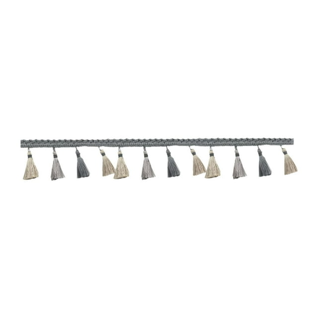 Borla de poliéster de 3,5'' de ancho con flecos de cadena para manualidades de bricolaje gris