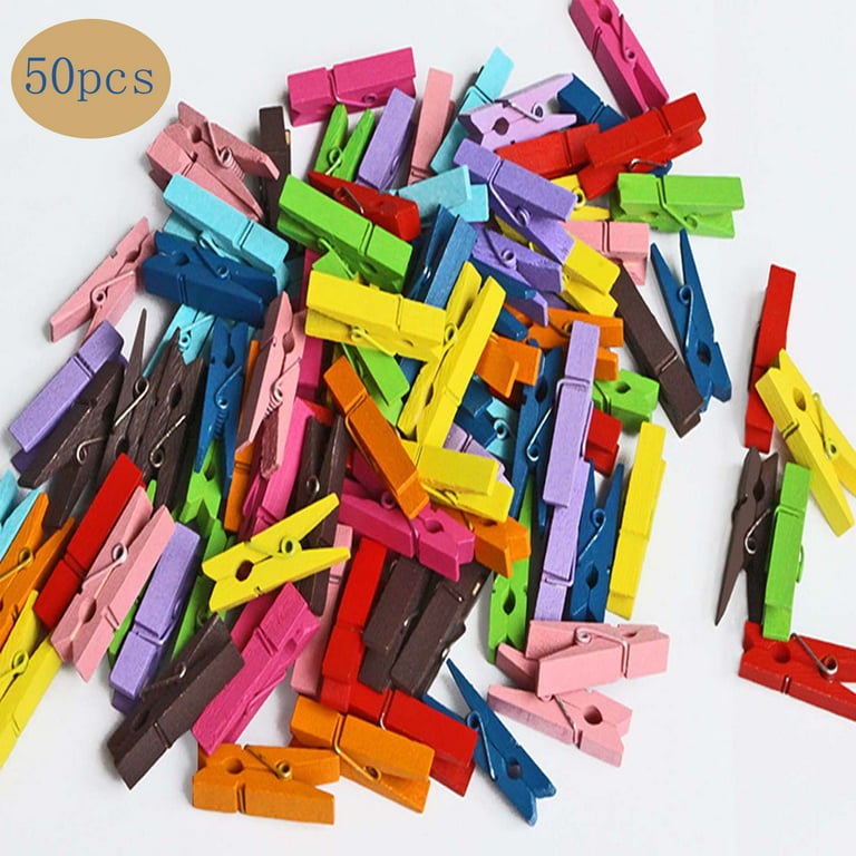Clothes Pins, 50 Packs 2.9 Colorful Clothespins Natural Birchwood Close  Pins, Strong Grip, Rainbow Colored Clothespins, Multi-Purpose Colored Clothes  Pins for Crafts, Hanging Clothes, Laundry 