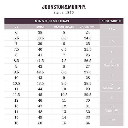 Johnston and murphy size best sale chart