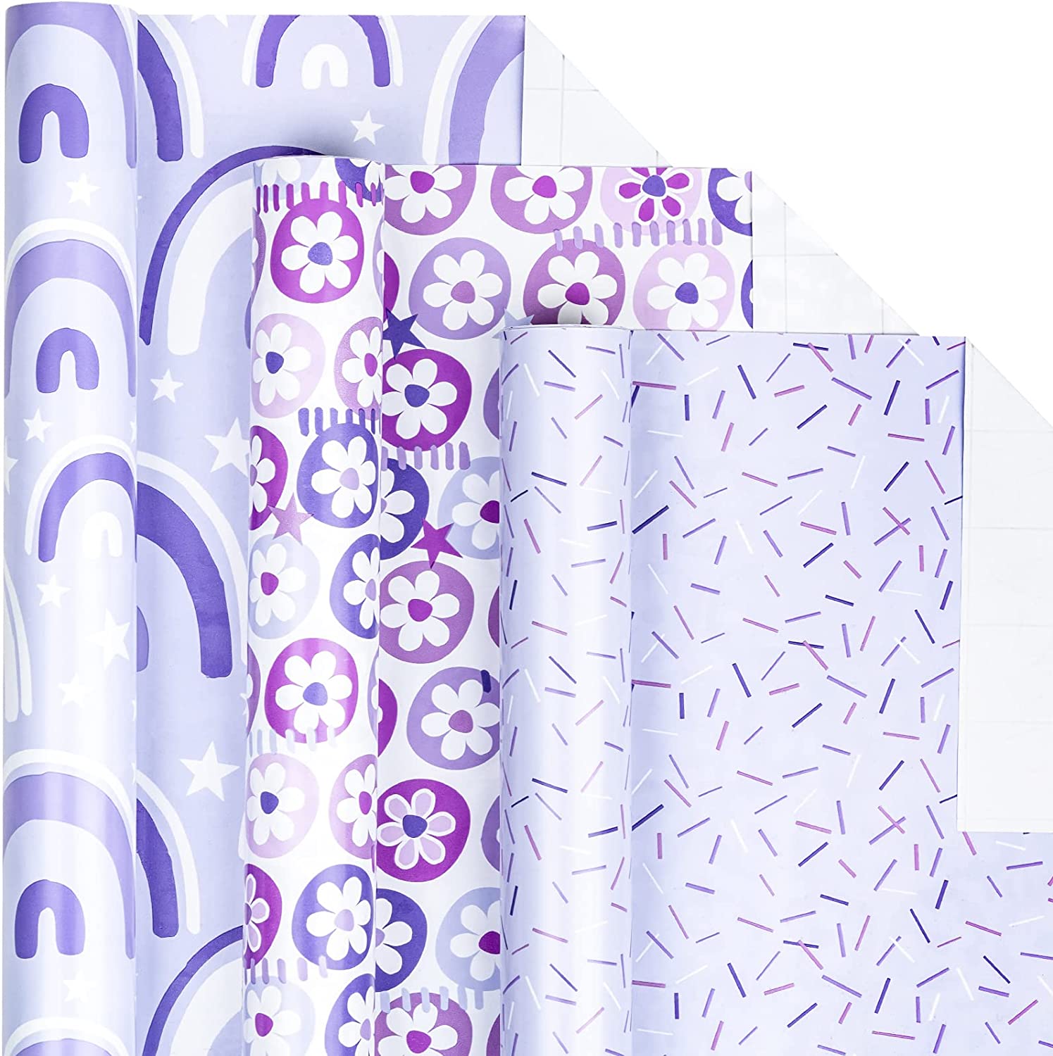 Purple Gift Wrapping Paper Mini Roll Flower Ball/Colorful Strip