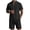 BlackA, variant on HBGVBA Men Solid Color Casual Vintage Linen Elastic Waist Shorts Button Stand Collar Pocket Short Sleeve Shirt 2 Piece Beach Set