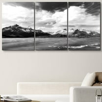 PixonSign Canvas Print Wall Art Vintage High Contrast Mountains & Sea Nature Wilderness Photography Realism Rustic Landscape Black and White for Living Room, Bedroom, Office - 24"x36"x3