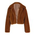 thumbnail image 5 of Womens Winter Outerwear Faux Fur Long Sleeve Crop Jacket Shaggy Coat Open Front Cardigans Brown S, 5 of 6