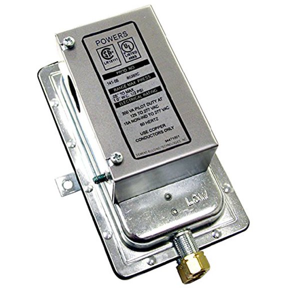 Siemens 141-0574 Interrupteur de Flux d'Air à Pression Statique Différentiel de Ligne SW 141, Action de Réinitialisation Automatique, Argent