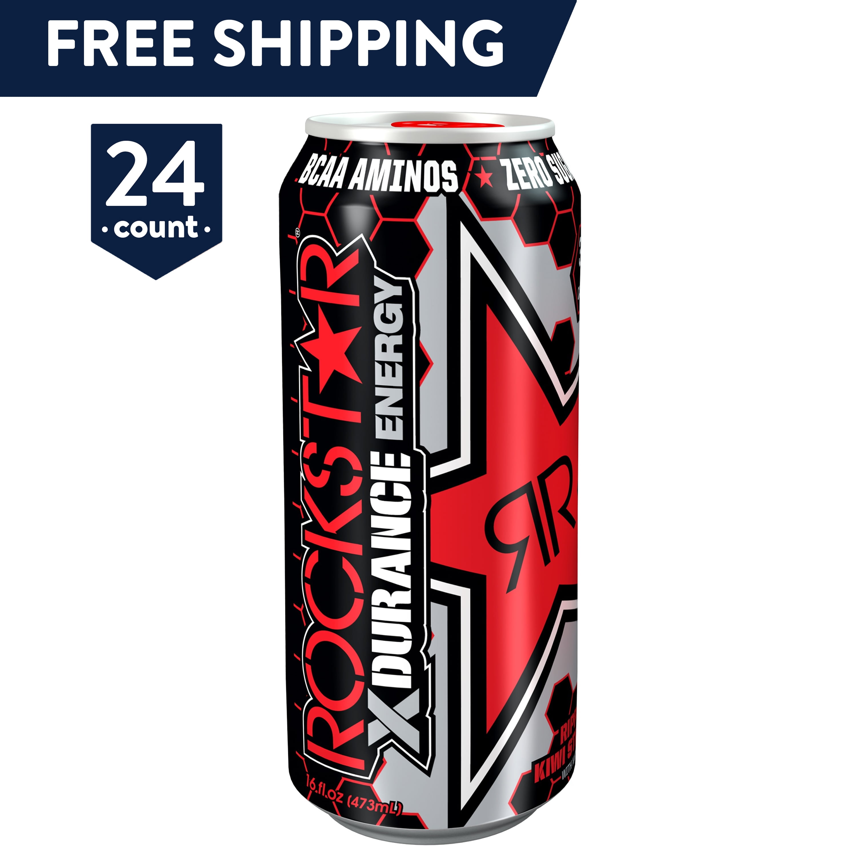 24 Cans Rockstar Xdurance Energy Drink Ripped Red Kiwi Strawberry 16 Oz Cans Walmart Com