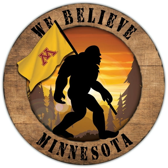 Minnesota Golden Gophers 12'' We Believe Bigfoot Circle Sign