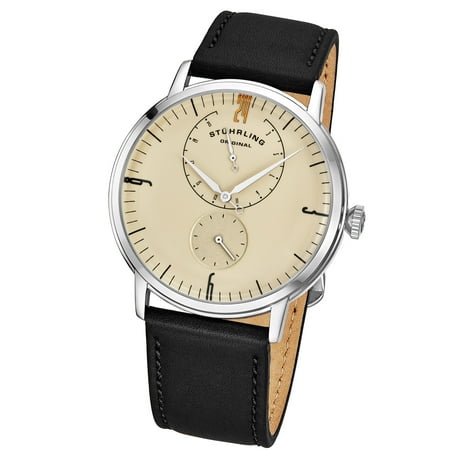 - 778.05 Men's Quartz Watch, Silver Case, Beige Dial, Black Genuine Horween® Leather Strap