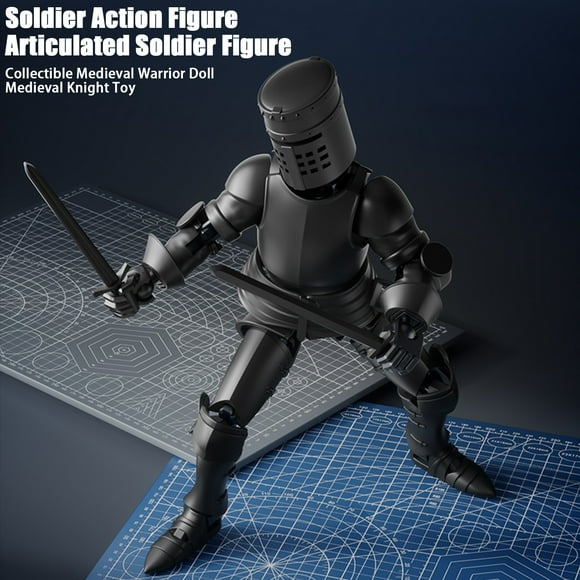Figurine Articulée de Chevalier d'Armure avec Accessoires Articulations Mobiles Modèle de Soldat Guerrier Médiéval Imprimé 3D Jouet Anti-Stress Mannequin Articulé Décoration
