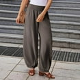 thumbnail image 6 of Jalioing Women's Wide Leg Lounge Trousers Elastic High Waist Loose Pants Summer Casual Long Slacks with Pocket, 6 of 7